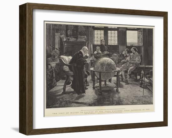 Visit of John Milton to Galileo at the Villa D'Arcetri, Near Florence, Italy-Tito Lessi-Framed Giclee Print