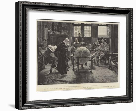 Visit of John Milton to Galileo at the Villa D'Arcetri, Near Florence, Italy-Tito Lessi-Framed Giclee Print