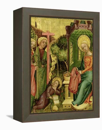 Visit of the Angel, from the Right Wing of the Buxtehude Altar, 1400-10-Master Bertram of Minden-Framed Premier Image Canvas