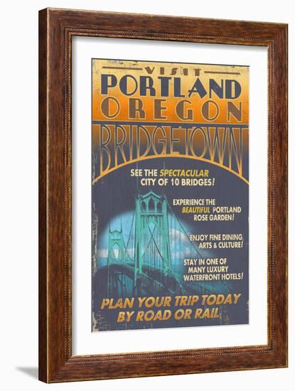 Visit Portland, Oregon - Bridgetown Sign-Lantern Press-Framed Art Print