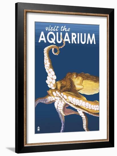 Visit the Aquarium, Octopus Scene-Lantern Press-Framed Art Print