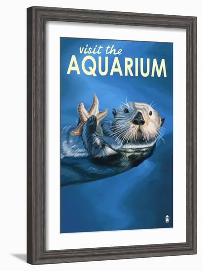 Visit the Aquarium, Sea Otter Scene-Lantern Press-Framed Art Print