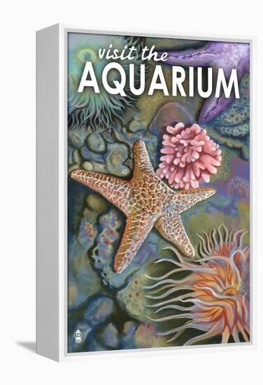 Visit the Aquarium, Tidepool Scene-Lantern Press-Framed Stretched Canvas