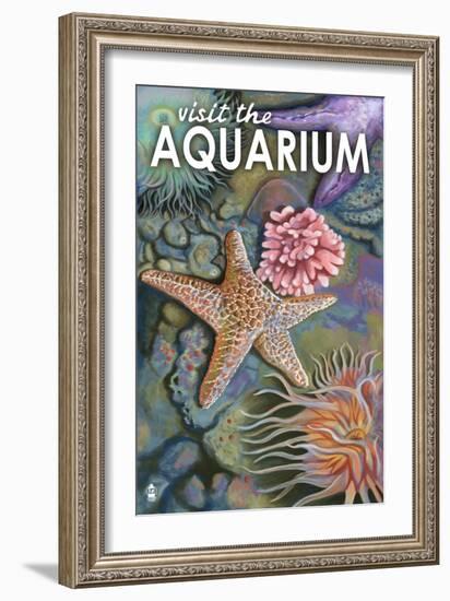 Visit the Aquarium, Tidepool Scene-Lantern Press-Framed Art Print