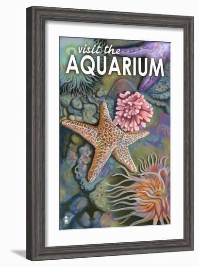 Visit the Aquarium, Tidepool Scene-Lantern Press-Framed Art Print