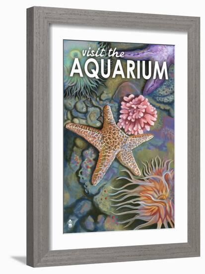 Visit the Aquarium, Tidepool Scene-Lantern Press-Framed Art Print