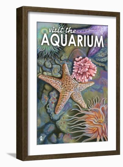 Visit the Aquarium, Tidepool Scene-Lantern Press-Framed Art Print