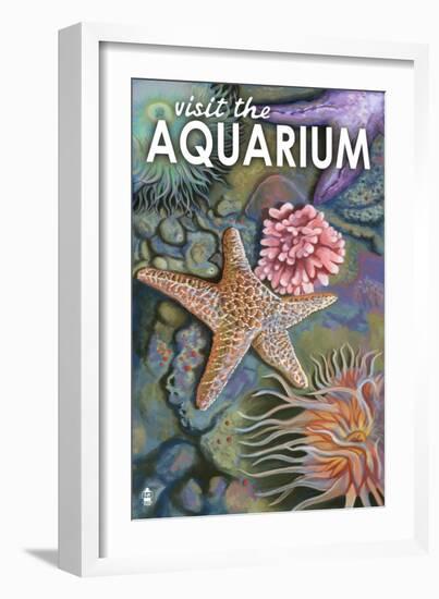 Visit the Aquarium, Tidepool Scene-Lantern Press-Framed Art Print