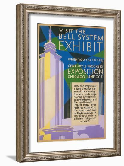 Visit the Bell System Exhibit Poster, Chicago World's Fair, 1935-null-Framed Giclee Print