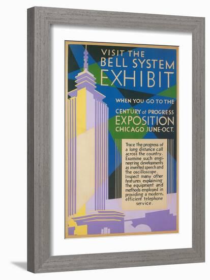 Visit the Bell System Exhibit Poster, Chicago World's Fair, 1935-null-Framed Giclee Print