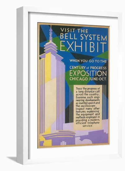 Visit the Bell System Exhibit Poster, Chicago World's Fair, 1935-null-Framed Giclee Print