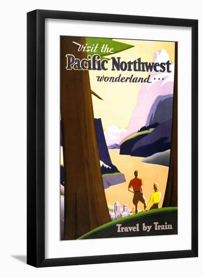 "Visit the Pacific Northwest wonderland," Vintage Travel Poster-Piddix-Framed Art Print