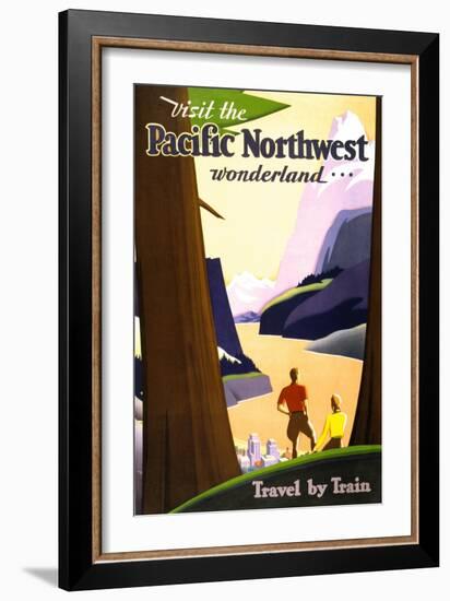 "Visit the Pacific Northwest wonderland," Vintage Travel Poster-Piddix-Framed Art Print