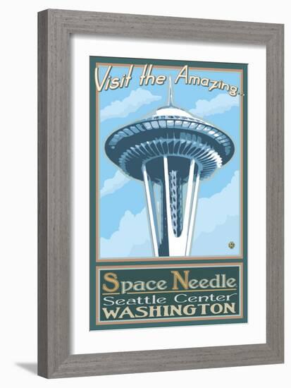 Visit the Space Needle, Seattle, Washington-Lantern Press-Framed Art Print