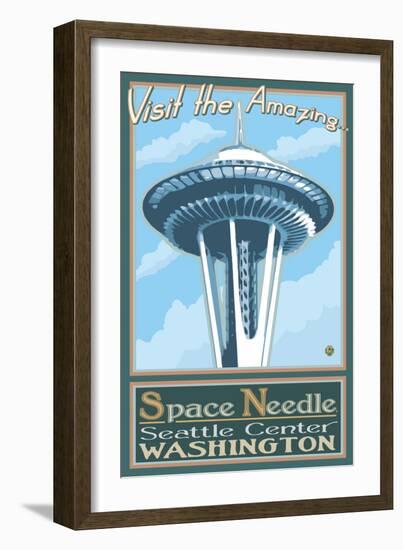 Visit the Space Needle, Seattle, Washington-Lantern Press-Framed Art Print