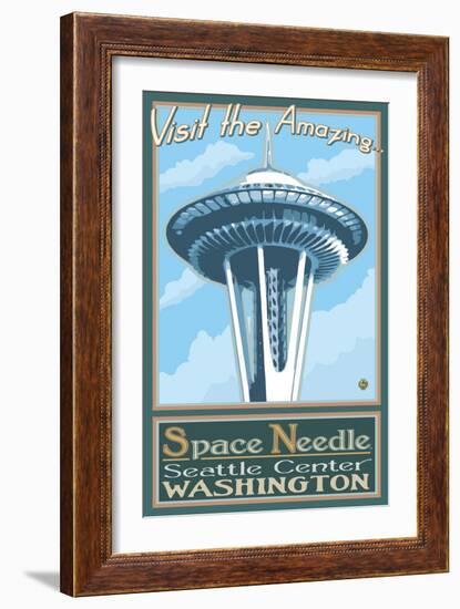 Visit the Space Needle, Seattle, Washington-Lantern Press-Framed Art Print