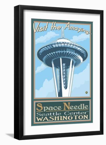 Visit the Space Needle, Seattle, Washington-Lantern Press-Framed Art Print