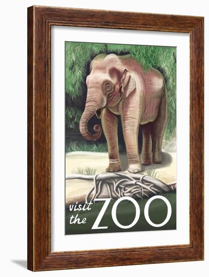 Visit the Zoo, Asian Elephant-Lantern Press-Framed Art Print