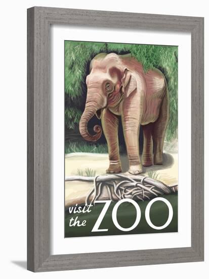Visit the Zoo, Asian Elephant-Lantern Press-Framed Premium Giclee Print