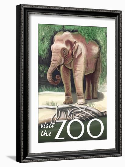 Visit the Zoo, Asian Elephant-Lantern Press-Framed Premium Giclee Print