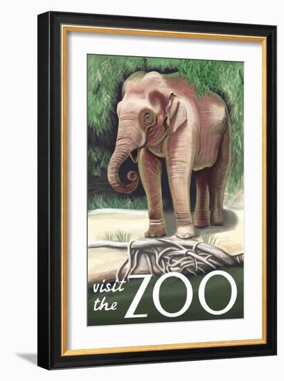 Visit the Zoo, Asian Elephant-Lantern Press-Framed Premium Giclee Print