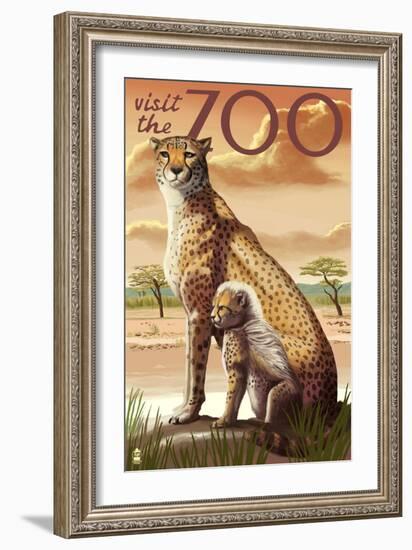 Visit the Zoo, Cheetah View-Lantern Press-Framed Art Print