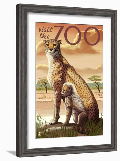 Visit the Zoo, Cheetah View-Lantern Press-Framed Art Print