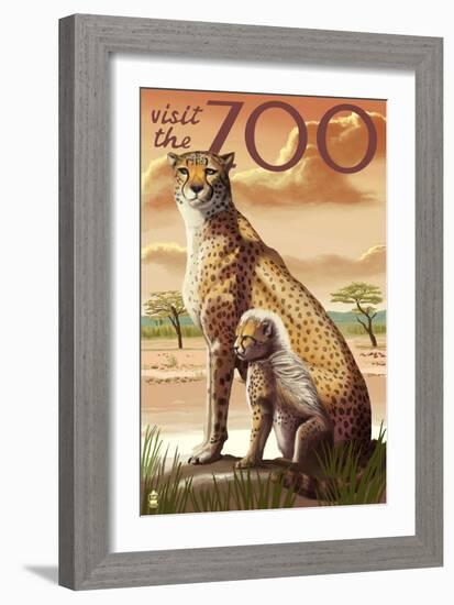 Visit the Zoo, Cheetah View-Lantern Press-Framed Art Print