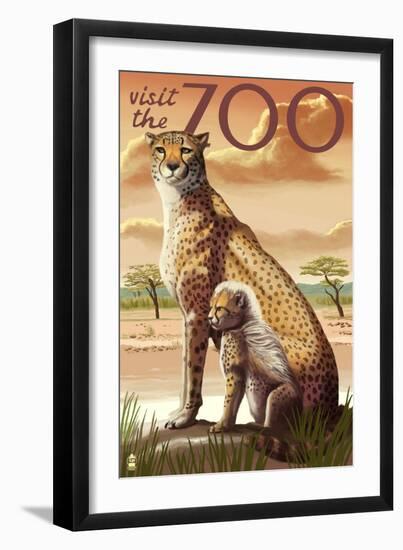 Visit the Zoo, Cheetah View-Lantern Press-Framed Art Print