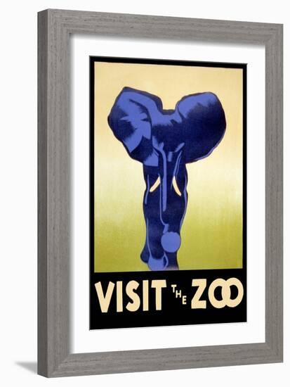 Visit the Zoo - Elephant Charging-Lantern Press-Framed Art Print