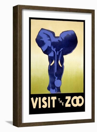 Visit the Zoo - Elephant Charging-Lantern Press-Framed Art Print