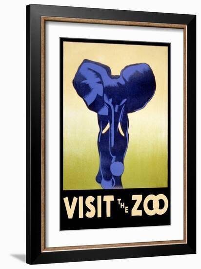 Visit the Zoo - Elephant Charging-Lantern Press-Framed Art Print