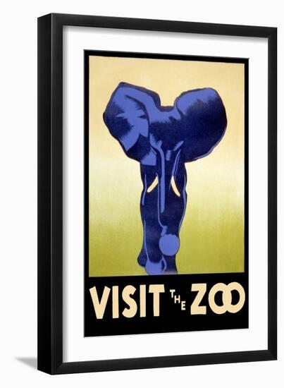 Visit the Zoo - Elephant Charging-Lantern Press-Framed Art Print