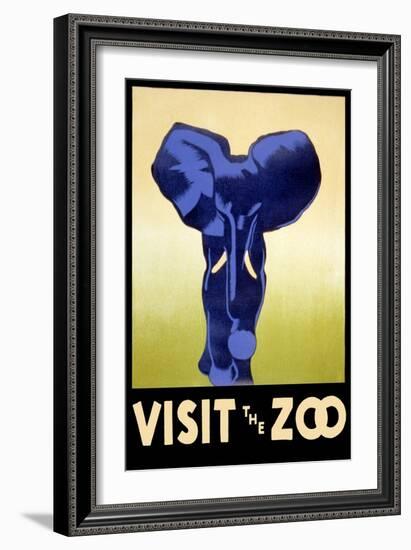 Visit the Zoo - Elephant Charging-Lantern Press-Framed Art Print