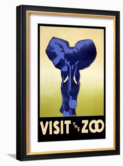 Visit the Zoo - Elephant Charging-Lantern Press-Framed Art Print