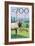 Visit the Zoo, Elk and Herd-Lantern Press-Framed Art Print