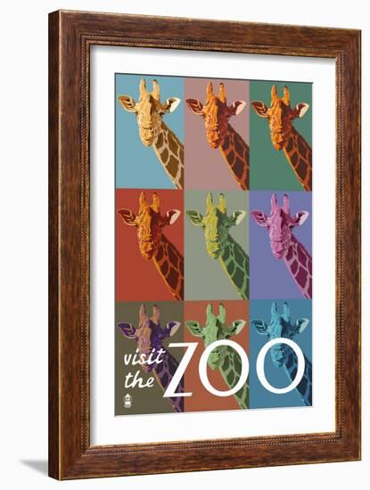 Visit the Zoo, Giraffe as Pop Art-Lantern Press-Framed Art Print