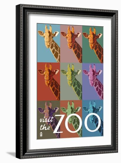 Visit the Zoo, Giraffe as Pop Art-Lantern Press-Framed Art Print