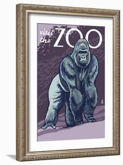 Visit the Zoo, Gorilla Scene-Lantern Press-Framed Art Print
