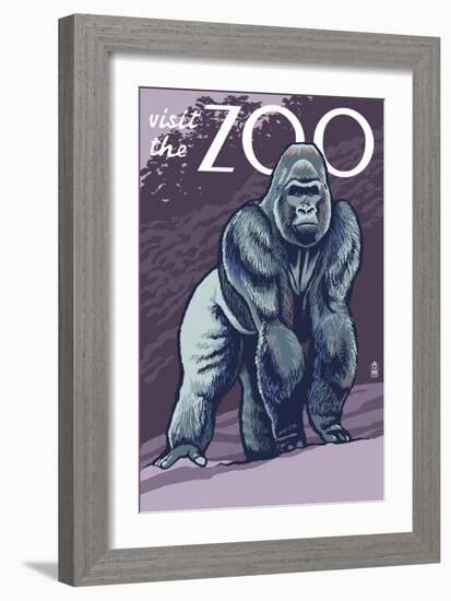 Visit the Zoo, Gorilla Scene-Lantern Press-Framed Art Print