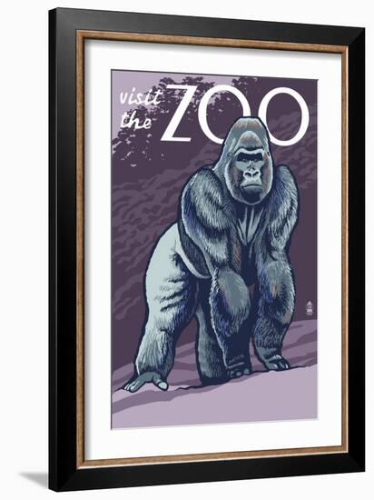 Visit the Zoo, Gorilla Scene-Lantern Press-Framed Art Print