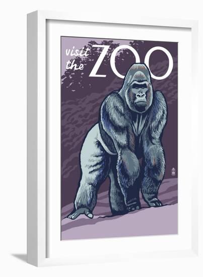 Visit the Zoo, Gorilla Scene-Lantern Press-Framed Art Print