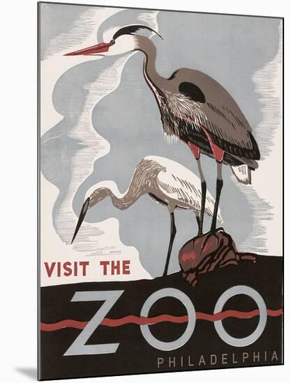 Visit the Zoo - Herons-The Vintage Collection-Mounted Art Print