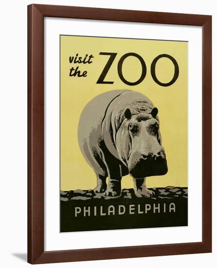 Visit the Zoo - Hippo-The Vintage Collection-Framed Art Print