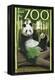 Visit the Zoo, Panda Bear Scene-Lantern Press-Framed Stretched Canvas