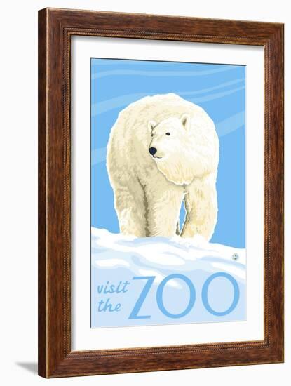 Visit the Zoo, Polar Bear Solo-Lantern Press-Framed Premium Giclee Print