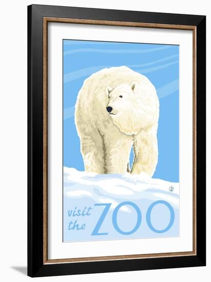 Visit the Zoo, Polar Bear Solo-Lantern Press-Framed Premium Giclee Print
