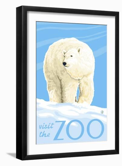 Visit the Zoo, Polar Bear Solo-Lantern Press-Framed Premium Giclee Print