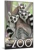 Visit the Zoo, Ring Tailed Lemurs-Lantern Press-Mounted Art Print