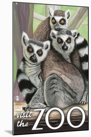 Visit the Zoo, Ring Tailed Lemurs-Lantern Press-Mounted Art Print